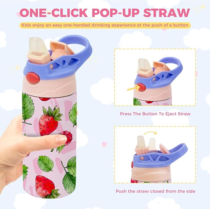 30 Pack 12 OZ Sublimation Straw Sippy Cup Blank Tumblers Double Wall Vacuum Insulated Mixed Color Thermoses Stainless Steel Water Bottles for School