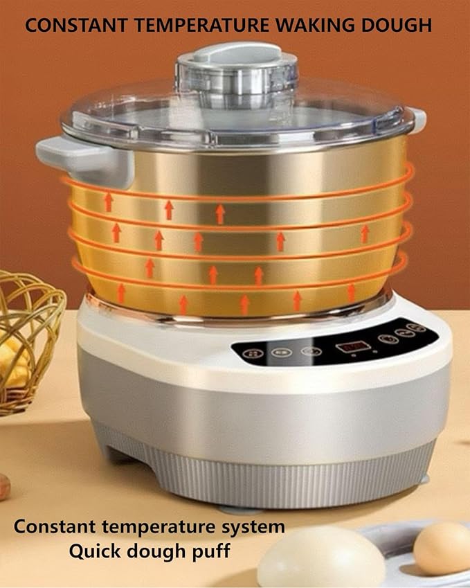 Electric Dough Machine With Fermentation Function, Microcomputer Timing, Front Touch Panel, 6.3qt(7L), 304 Stainless Steel, Used For Bread, Pizza, Pancake, Dumpling Dough And Sourdough