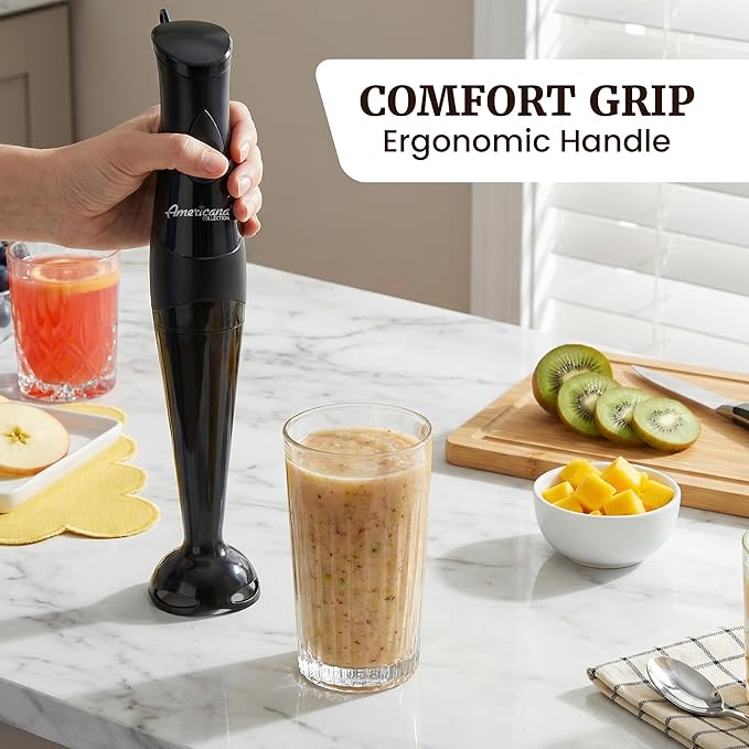 Elite Gourmet EHB2425B Electric Immersion, Mixer, Chopper, 1-Touch Control Hand Blender, 150 Watts, Black