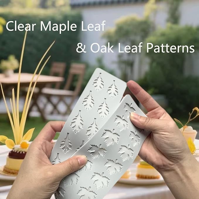 2PCS Maple & Oak Leaves Mould,Tuile Molds Silicone Baking Mold,Fondant Chocolate Molds Set with Silicone Leaf Mold and 3D Maple Candy Lace Silicone Molds for Making Sugar Craft,Cupcakes