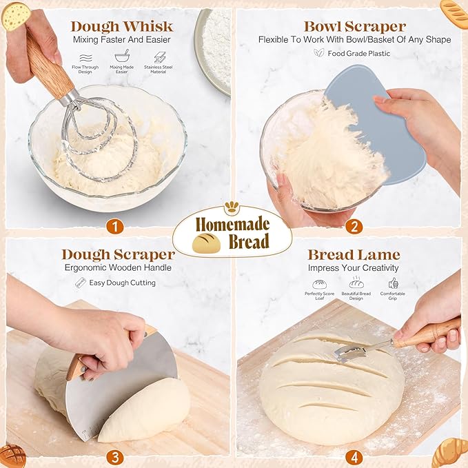 Sourdough Starter Kit, Sourdough Bread Baking Supplies, Sour Dough Starter Kits, Sourdough Tools for Modern Home And Kitchen, Sour Dough Tools, Bread Making Tools Kit, Gifts for Bakers Women Wife Mom