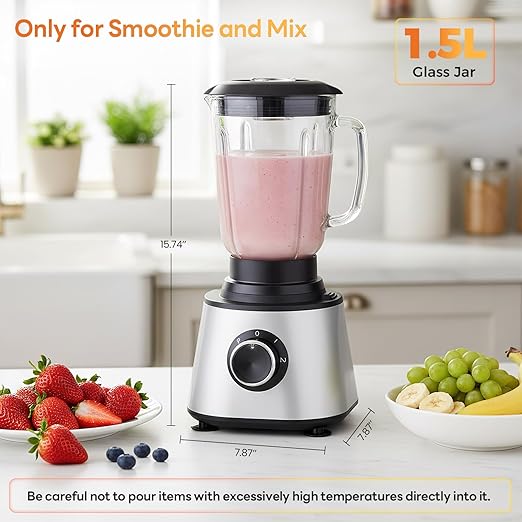 NEWBULIG Food Processor 2 Cup, Electric 1.5L Food Chopper for Meat, Vegetables, Dough, Puree, Shredding & Blending, 2 Adjustable Speeds, Sharp Blades, Safety Lock