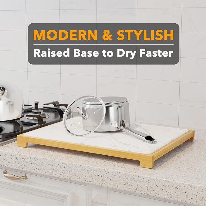 SpaceAid Instant Dry Sink Caddy Organizers and Stone Dish Drying Mat for Kitchen Counter Set