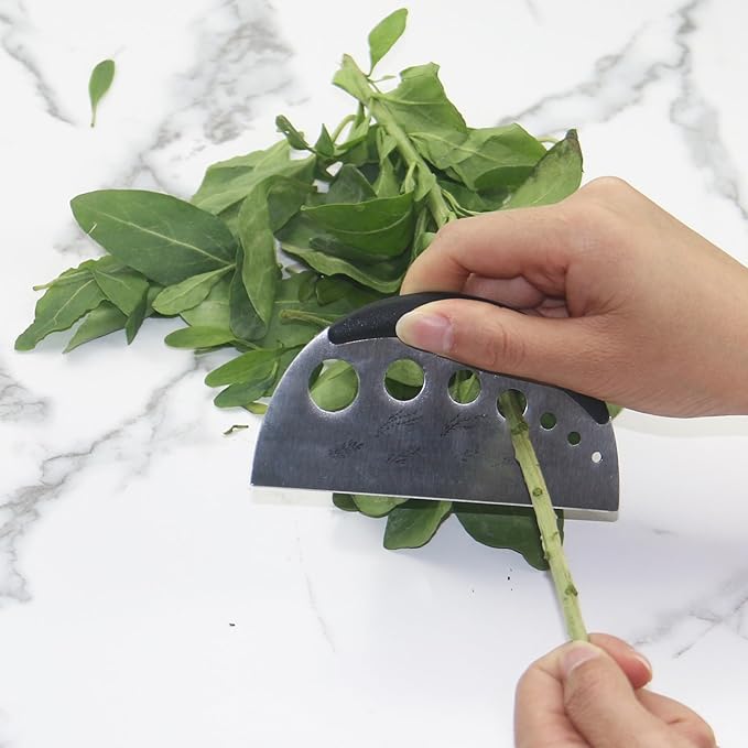 Herb Stripper and Herb Cutter 2 in 1,Herb Stripping Tool Herb Chopper Cilantro Chopper Best Kitchen Gadgets Presents for RV Owners Campers Chefs and Cooking Lovers,1PCS,Black,Stainless Steel