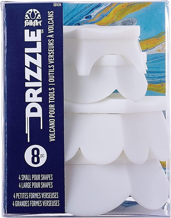 FolkArt Drizzle Pouring Tool Set, 8 Piece Volcano Pouring Set Perfect for Fluid Paint Pouring Arts and Crafts Projects, 50434