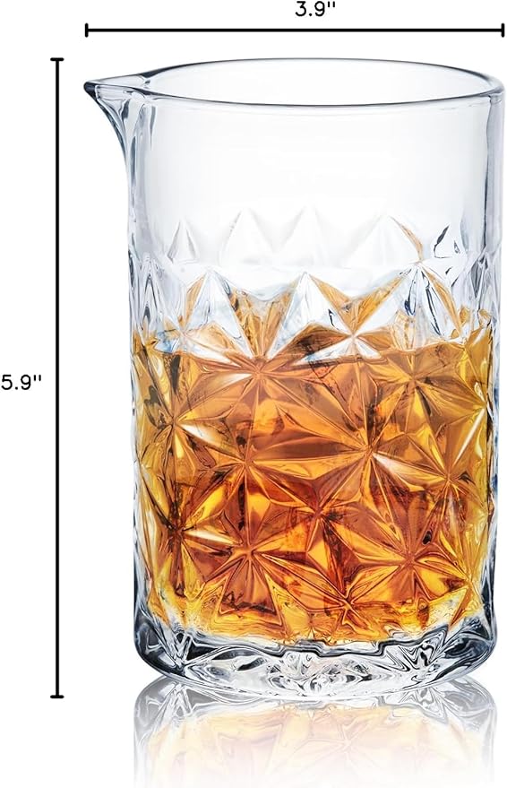 KITESSENSU Cocktail Mixing Glass 24oz 710ml - Crystal Bartender Accessories Glass Beaker to Mix & Stir Cocktails - Thick and Sturdy Bottom - Premium Seamless Design