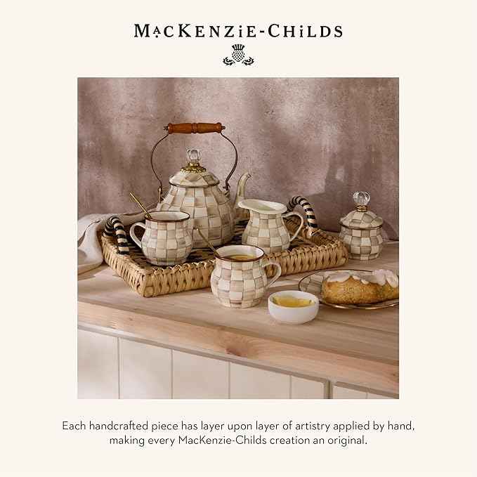 MACKENZIE-CHILDS Kitchen Spatula, Silicone Spatula for Cooking, Brown-and-White Mocha Check