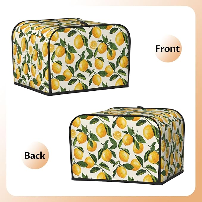 Toaster Cover 4 Slice Lemon Fruit Watercolor Kitchen Small Appliance Covers with Pockets Dust and Fingerprint Protection