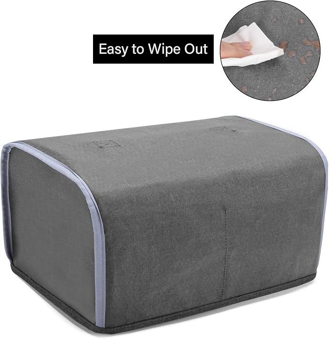 Yarwo 4 Slice Toaster Cover with Pockets and Top Handle, Nylon Toaster Cover Fits for Most 4 Slice Long Slot Toasters, Gray with Arrow