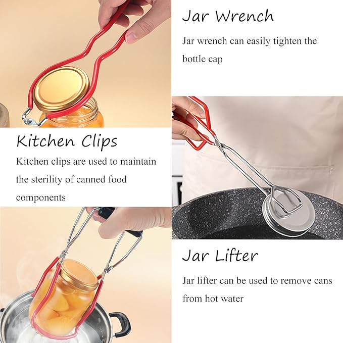 6PCS Canning Supplies Canning Kit, Canning Essentials Set, Canning Supplies Essentials Boxed Set Canning Supplies Starter Kit Included Canning Jar Lifter Canning Funnel Bubble Popper