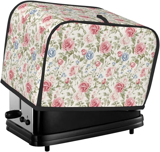 Toaster Cover 2 Slice Flower Boho Rose Floral Kitchen Small Appliance Covers with Pockets Dust and Fingerprint Protection