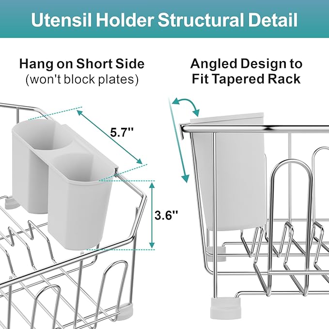 GSlife Small in Sink Dish Drying Rack - Stainless Steel Compact Dish Drainer for RV Kitchen Apartment Sink, Rust Resistant Inside Sink Rack, 1–2 Person Households, 11.6" W x 13.4" L, Silver