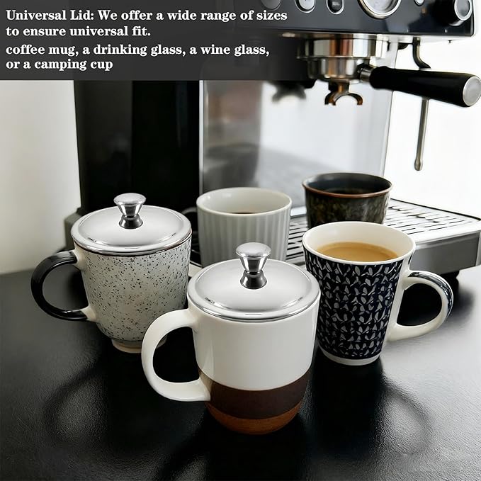 3.5Inch Stainless Steel Universal Mug Cover and Drink Cover for Drinks, Cocktails, Coffee Mugs, Tea Cups, Beers