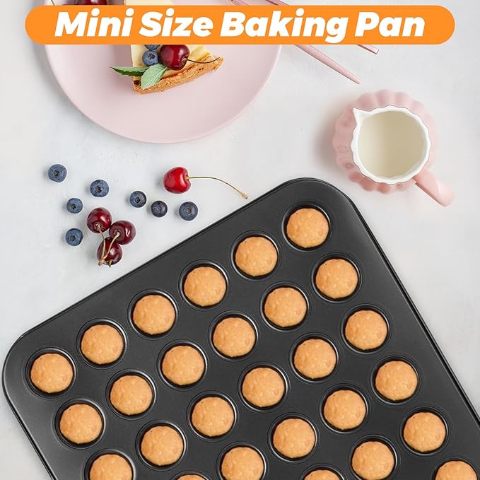 2 Pack Mini Muffin Pan 48 Cup, Mini Cupcake Pans for Baking, Nonstick Small Muffin Tin, Small Cupcake Pan, Dishwasher Oven Safe - Black