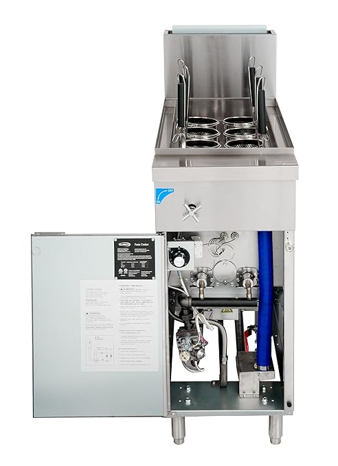 KoolMore 6-Basket 11 Gallon Commercial Natural Gas Pasta Cooker with 70,000 BTU, ETL Listed in Stainless-Steel (KM-PC6-NG)