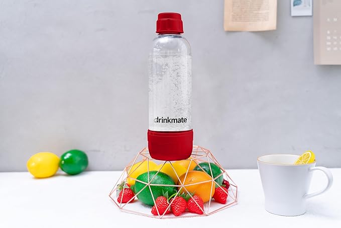 DrinkMate 1L Replacement Carbonation Bottles | Compatible with OmniFizz, LUX, and Spritzer | Royal Red, Pack of 2