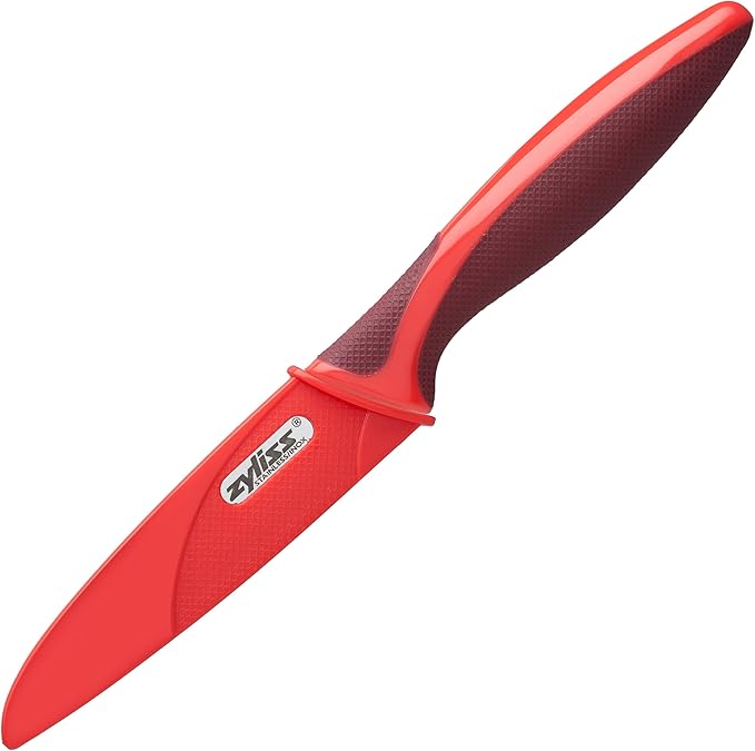 ZYLISS Serrated Paring Knife, 4-Inch Stainless Steel Blade, Red