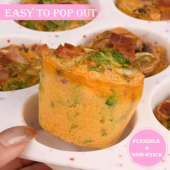 Sakolla 2 Pack Silicone Egg Bite Molds for Air Fryer, Nonstick 7 Cups Air Fryer Muffin Pan for Baking Egg Bite, Mini Muffins, Tart, Mini Cupcake and Quiche (Confetti)
