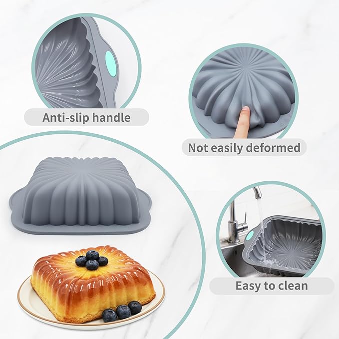 To encounter 69 Pieces Silicone Baking Set, Non-Stick Bakeware Set with Cake Pans, Muffin Cups, Food Grade Silicone Baking Molds for Cakes, Bread, Muffins, Brownies, Light Grey