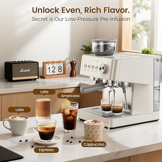 COWSAR (2026 Upgrade) 15 Bar Espresso Machine with Grinder & Milk Frother Steam Wand, 58mm Commercial Espresso Maker for Home,Coffee Maker with Grinder Perfect for latte,Cappuccino