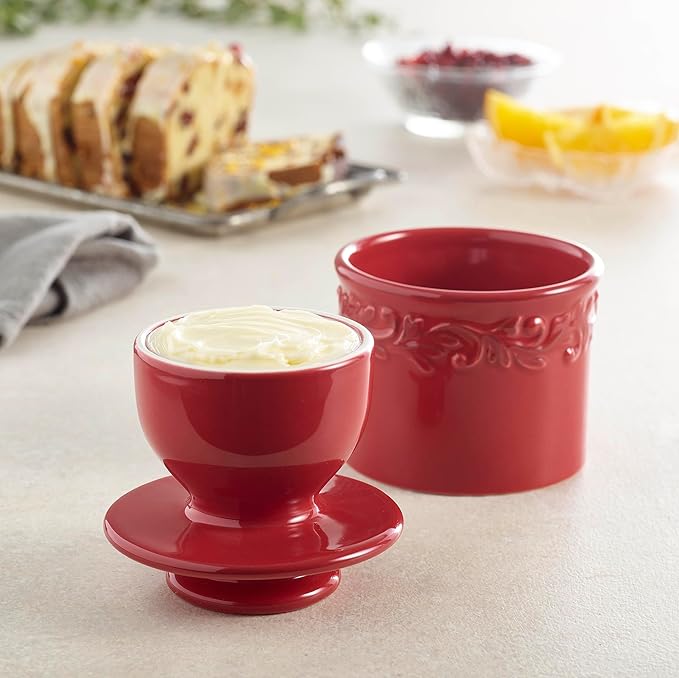 Butter Bell - The Original Butter Bell crock by L Tremain, a Countertop French Ceramic Butter Dish Keeper for Spreadable Butter, Antique Collection, Emerald