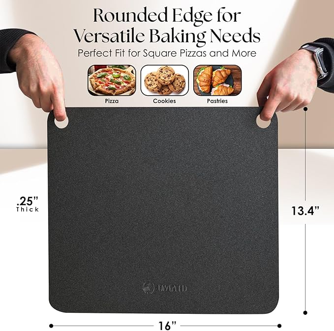 UMAID Pizza Steel for Oven & Grill, 16"x13.4", 1/4" Thick Pre-Seasoned Carbon Steel Baking Steel, Best Fit for Standard 12" Home Pizza, Achieve Restaurant-Quality Crust, Includes Recipe Booklet