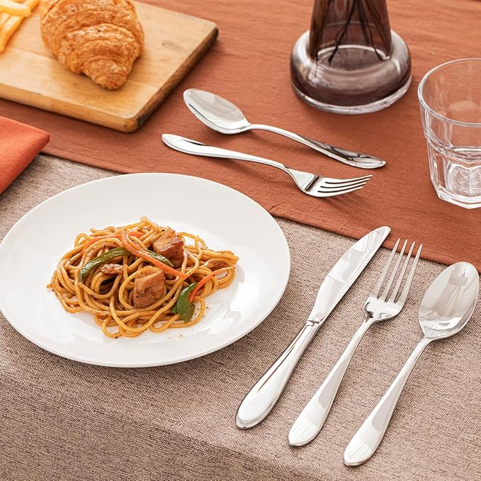 KINGSTONE 60-Piece Silverware Set for 12,18/10 Premium Stainless Steel Flatware Set, for Home, Restaurant, Wedding and Party Use, Mirror-Polished Cutlery Set, Dishwasher Safe