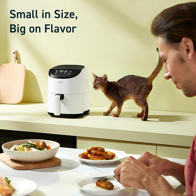 COSORI Small Air Fryer Oven 2.1 Qt, 4-in-1 Mini Airfryer, Bake, Roast, Reheat, Space-saving & Low-noise & Air Fryer Liners, 100 PCS Square Disposable Paper Liners, Non-Stick