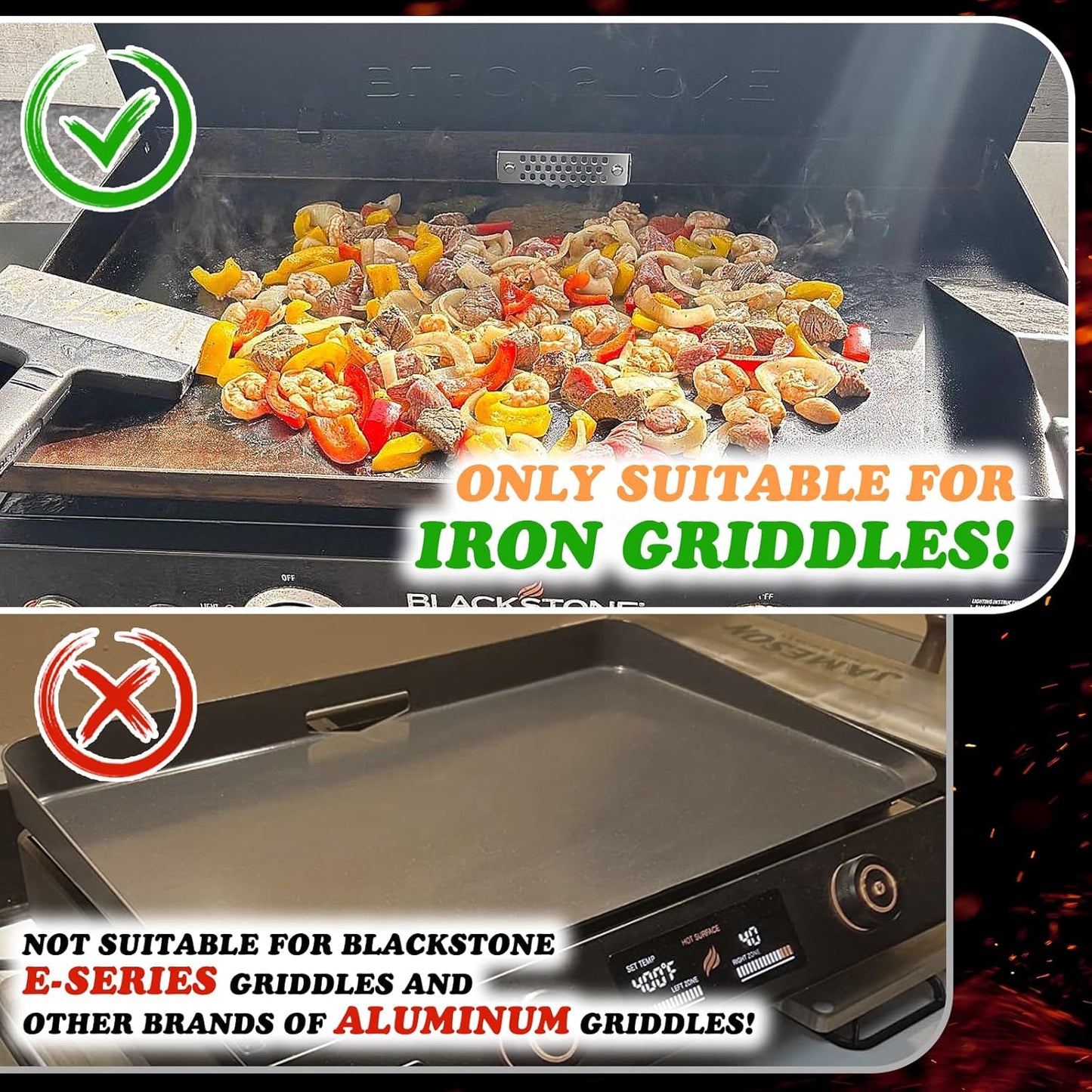 Griddle Accessories of Blackstone Grease Gate Blocker,Grease Gate for Blackstone Griddle,Block Food from Falling into Rear Grease Trap,Movable&Magnetic,Stainless Steel&Heat-Resistant,Rust-Proof(2PCS）