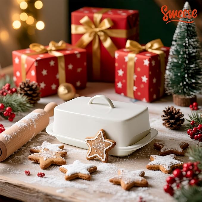 Sweese Large Ceramic Butter Dish with Lid for Countertop