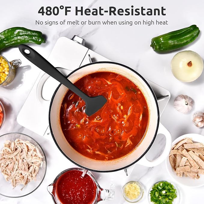 U-Taste 11.38" Silicone Baking Spatula: 480ºF Heat Resistant Food Grade Flexible Rubber Kitchen Bowl Scraper, Seamless Pastry Spreader for Mixing Stirring Scraping in Nonstick Cookware (Black)