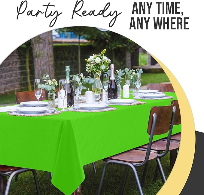 Exquisite 66% Thicker Premium Plastic Table Cloth Rectangle Table Cover 0.5 Mil 12 Pack Lime Green Table Cloth 54 Inch x 108 Inch Disposable Tablecloth Won't Tear Easily Like Cheap Thin Brands