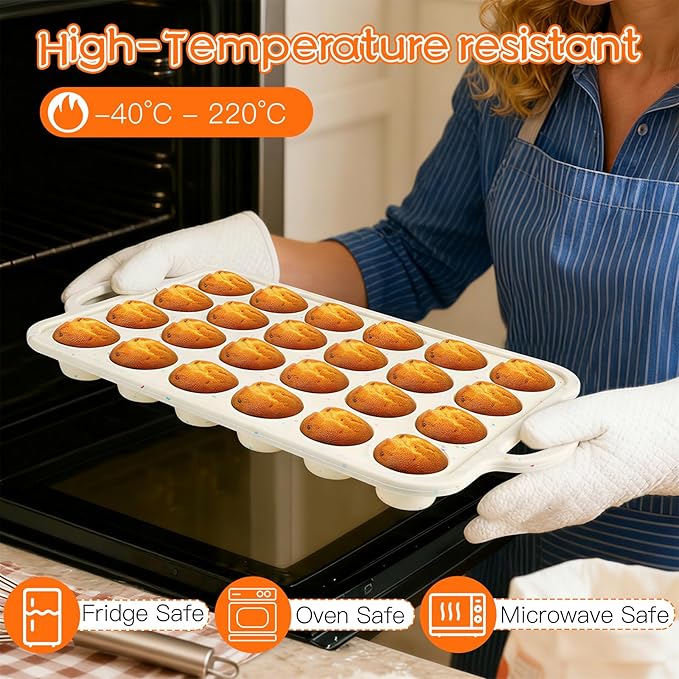 4 Pcs Silicone Cupcake Pan Set with Metal Reinforced Frame, Regular 12/Mini 24 Cup Nonstick Mini Muffin Pan and 8/24 Cavity Mini Loaf Pan, Silicone Muffin Tray Molds for Baking Egg Bite Bread