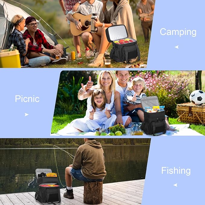 Tactical Lunch Box Cooler Bag - Expandable Insulated Lunch Bag for Men Women - Large Lunchbox for Adults Work Shifts Outdoor Trips Black 16L