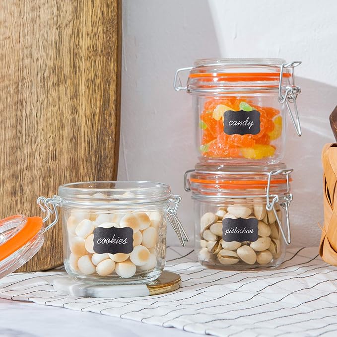 Glass Jars With Airtight Lids, 6 oz Mason Jars,Glass Jar With Leak Proof Rubber Gasket 200ml,Storage Jar With Hinged Lid for Home and Kitchen,GlassStorage Containers With Lids 12 Pack