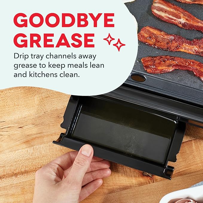Dash Deluxe Everyday Griddle - Electric Griddle with Removable Plate - Nonstick, Easy-Clean Surface & Anti-Slip Base - Recipe Book Included - Red