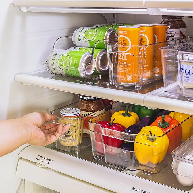 Sorbus Fridge Organizer Bins – Set of 8 Refrigerator Organizers and Storage Containers, Stackable Freezer Bins and House Essentials for New Home, BPA-Free Pantry Drawer Organizers