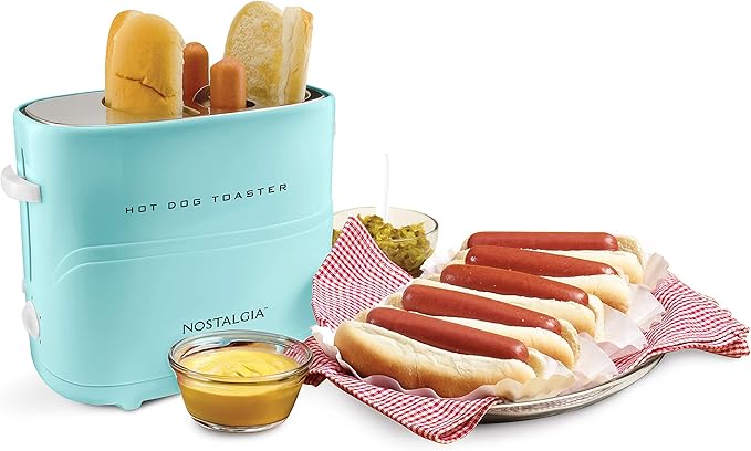 Nostalgia Pop-Up 2 Hot Dog and Bun Toaster With Mini Tongs, Works with Chicken, Turkey, Veggie Links, Sausages and Brats