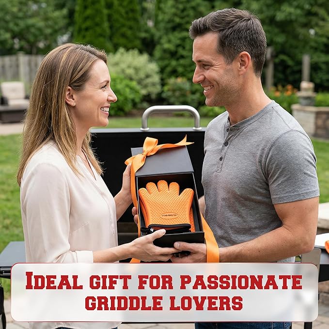 KITCHEN PERFECTION Silicone Oven & Griddle Gloves -Extreme Heat Resistant BBQ & Grilling Gloves -Handle Hot Food Right on Your Griddle |Waterproof Oven Mitts Grill Gloves |Superior Set+3 Bonuses