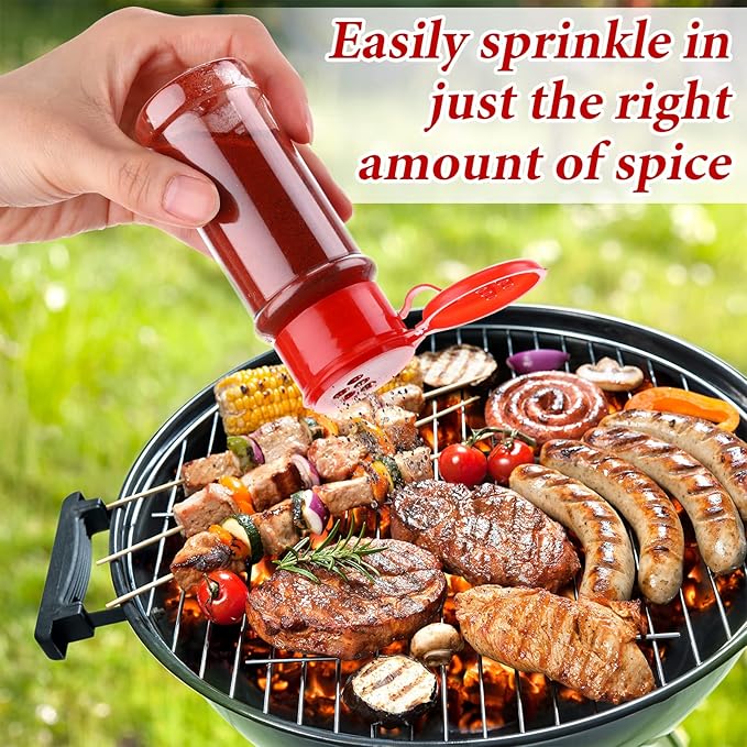 Amyhill 100 Pcs Plastic Spice Bottles Spice Jars Seasoning Jars Shaker Plastic Jars 3.3 Oz/ 100ml Seasoning Shaker with Shaker Lids(Green, Red, Black Lid)