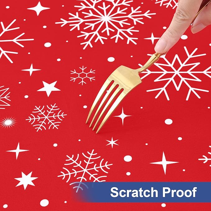 homing Rectangle Table Cloth Cover, Waterproof Polyester Elastic Fitted Tablecloth, Fits for 8 Foot Folding Tables, Washable Table Protector for Christmas, Holiday, Party (Snowflakes, 30" x 96")