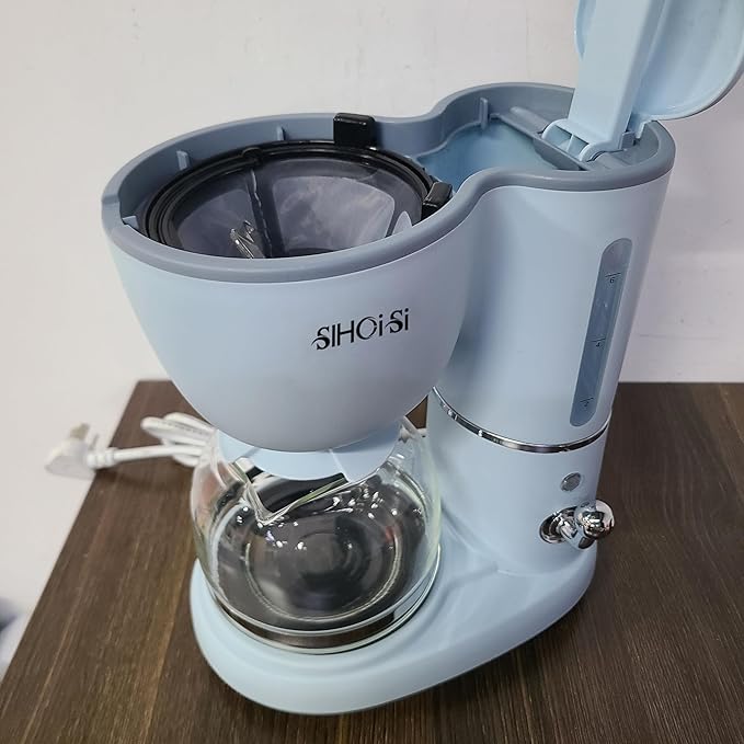 SIHOiSi Electric coffee makers – Compact and User-Friendly with Auto Pause & Serve, Reusable Filter, Office & Dorm Use, Blue