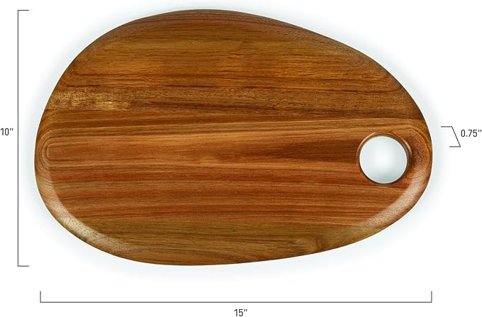 PICNIC TIME NCAA Washington & Lee Generals Pebble Acacia Charcuterie Board 18" x 15", Cheese Board, Wood Serving Platter, (Natural Acacia)