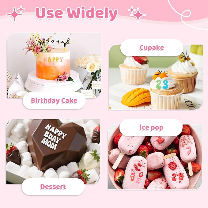 YunKo 3Pack Silicone Fondant Letters Molds and Numbers Molds 0-9 Numbers and 26 Letters Silicone Fondant Chocolate Clay Molds for Decorating Cake Candy Chocolate DIY Cake Decorating