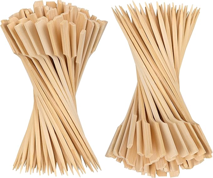 4.7 Inch Bamboo Skewers, 300 PCS Bamboo Paddle Wood Picks, Toothpicks for Appetizers, Cocktail Picks for Drinks, Food Picks, BBQ, Sandwich, Barbecue Snacks.