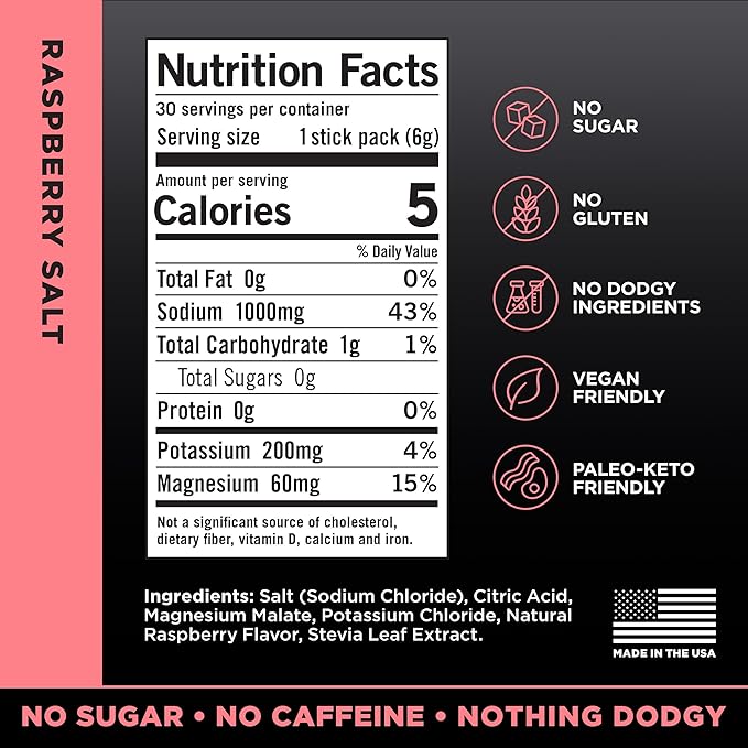 LMNT Zero Sugar Electrolytes - Raspberry Salt | Drink Mix | 30-Count