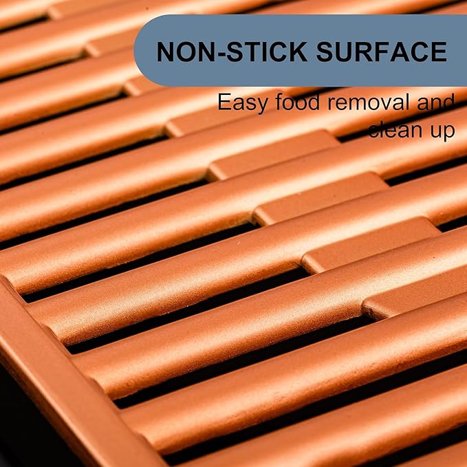 OVENTE Electric Indoor Grill with 15x10 Inch Non-Stick Cooking Surface, 1200W Fast Heat Up Power, Adjustable Temperature, Removable and Dishwasher Safe Grilling Plate and Drip Tray, Copper GD1510NLCO