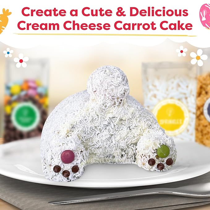 Baketivity Bunny Bum Cake - Kids Baking Kit with Premeasured Ingredients, Step-by-Step Instructions, STEM Lessons - Cake and Cupcake Decorating Kit for Kids - Cooking and Baking Kit - Best Easter Gift