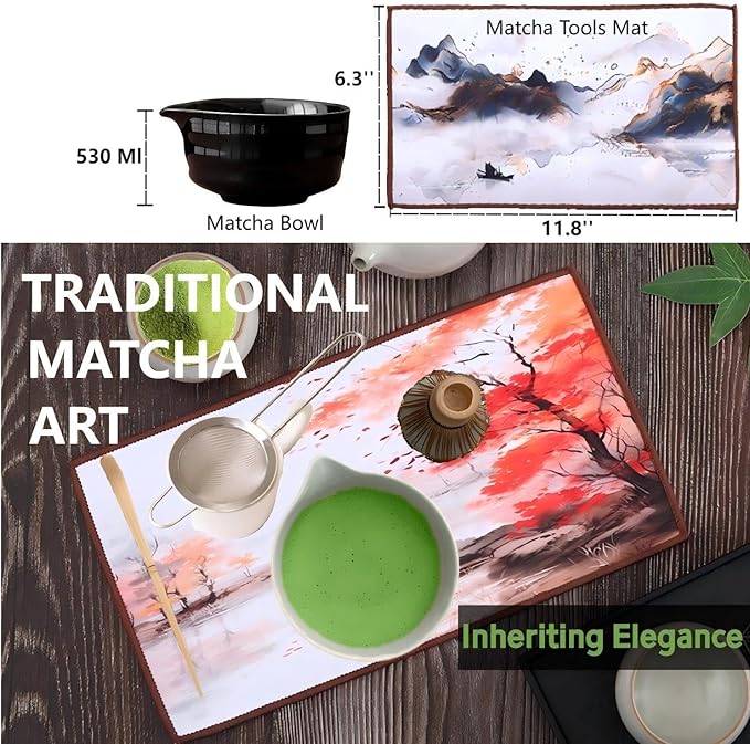 Matcha Whisk Holder Matcha Chasen Whisk Stand Ceramic Holder fit for Traditional Japanese Tea Ceremony Starter Matcha Tools Matcha Bowl (Cyan Matcha Bowl)