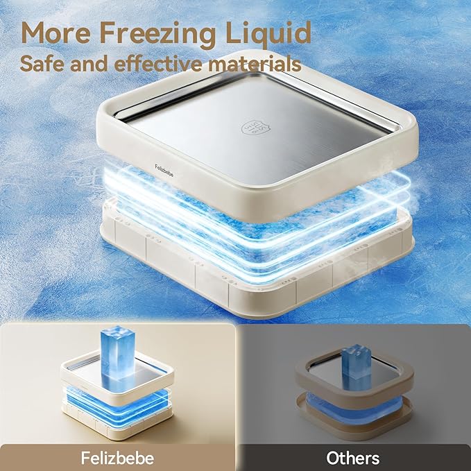 Rolled Ice Cream Maker, Felizbebe Instant Ice Cream Roller Tray with Lid and 2 Spatulas, Food Grade Premium Stainless Steel Cold Plate No-electricity for Fun Family Activities, DIY Parent-Child Time